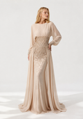 Abendkleid mit handverziertem Perlenmieder