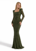 Meerjungfrau-Abendkleid mit Perlenstickerei