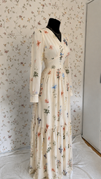 Florales Maxi-Kleid in Creme