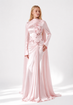 Hochwertiges Abendkleid mit floralen Applikationen und Schulterstola