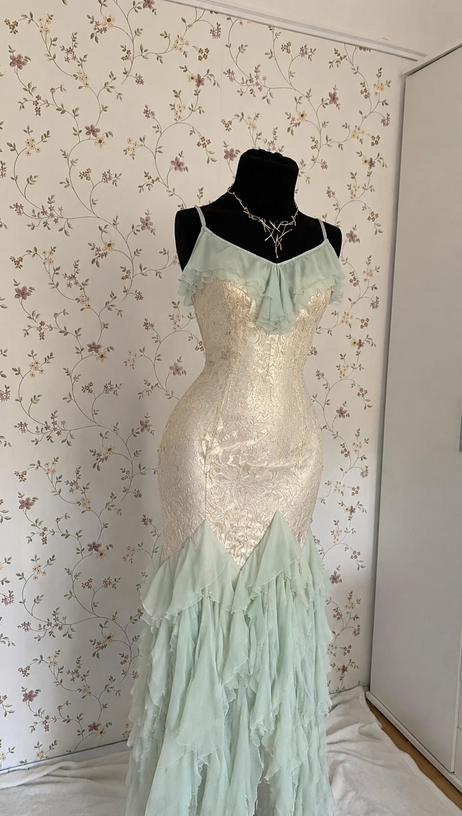 Mintgrünes Meerjungfrau-Abendkleid mit Corsage