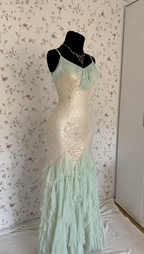 Mintgrünes Meerjungfrau-Abendkleid mit Corsage