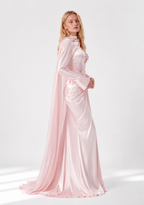 Hochwertiges Abendkleid mit floralen Applikationen und Schulterstola