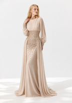 Abendkleid mit handverziertem Perlenmieder